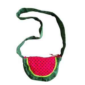 Handmade Watermelon Crossbody Bag Red Green Fruit Novelty Kawaii Purse Small